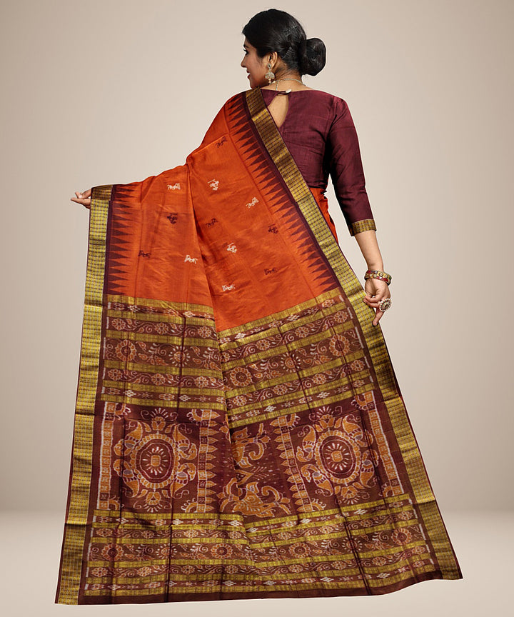 Mustard brown silk handwoven bomkai saree