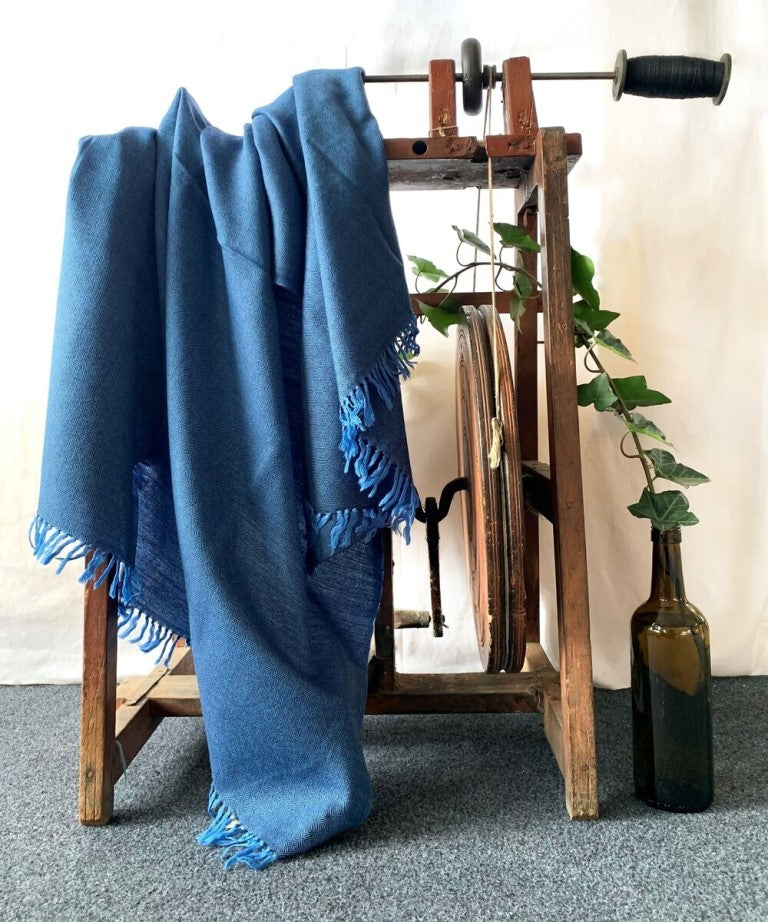 Indigo handwoven wooled shawl