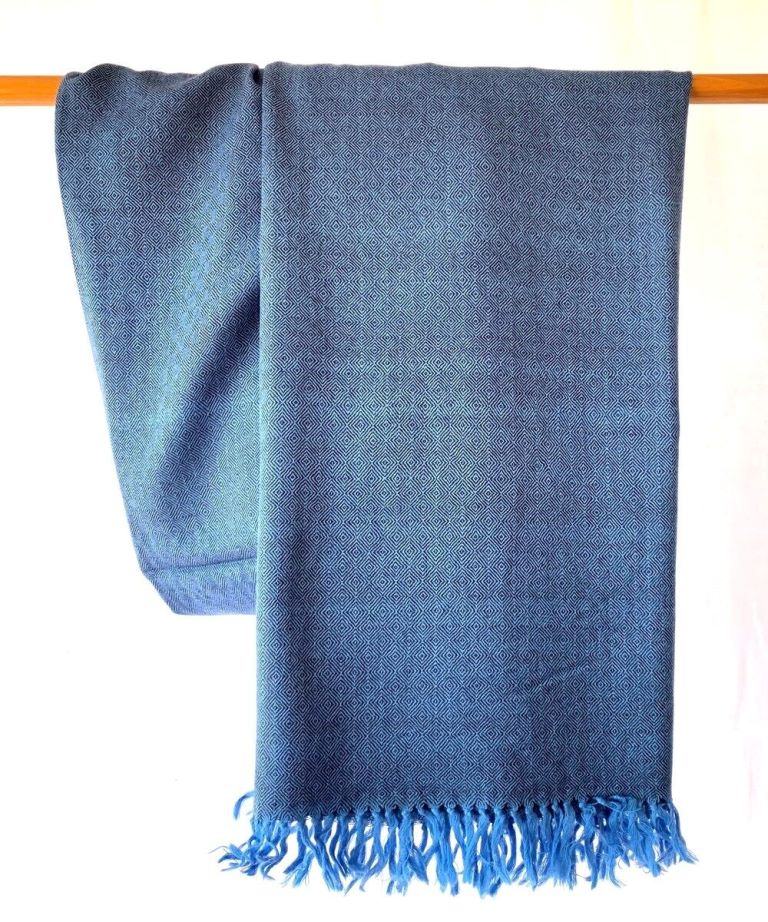 Indigo handwoven wooled shawl