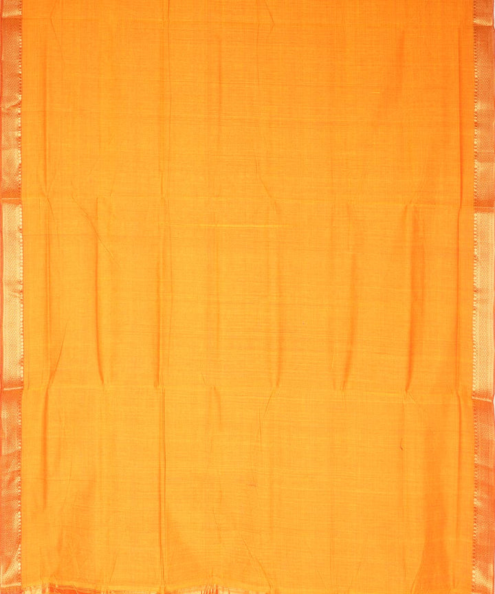 Yellow orange gold border cotton handwoven mangalagiri saree