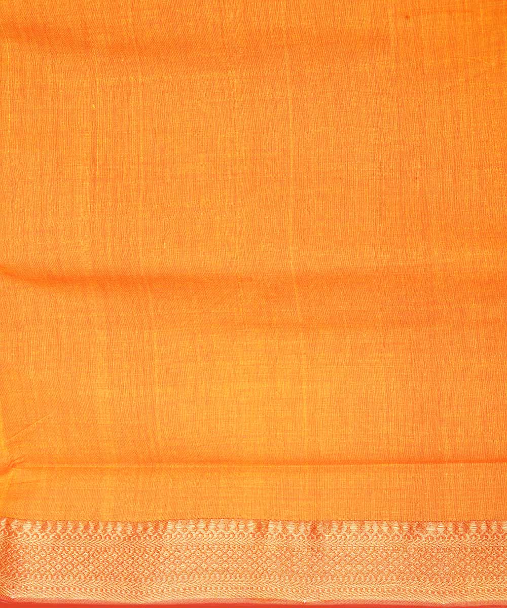 Yellow orange gold border cotton handwoven mangalagiri saree