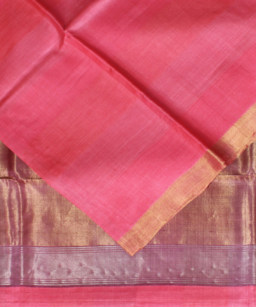Pink purple handwoven kosa tussar silk saree