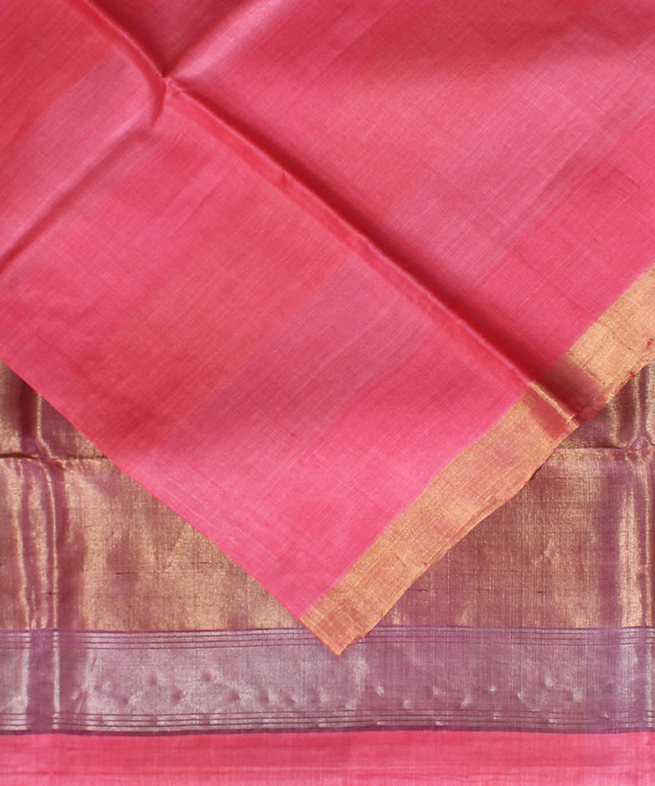 Pink purple handwoven kosa tussar silk saree