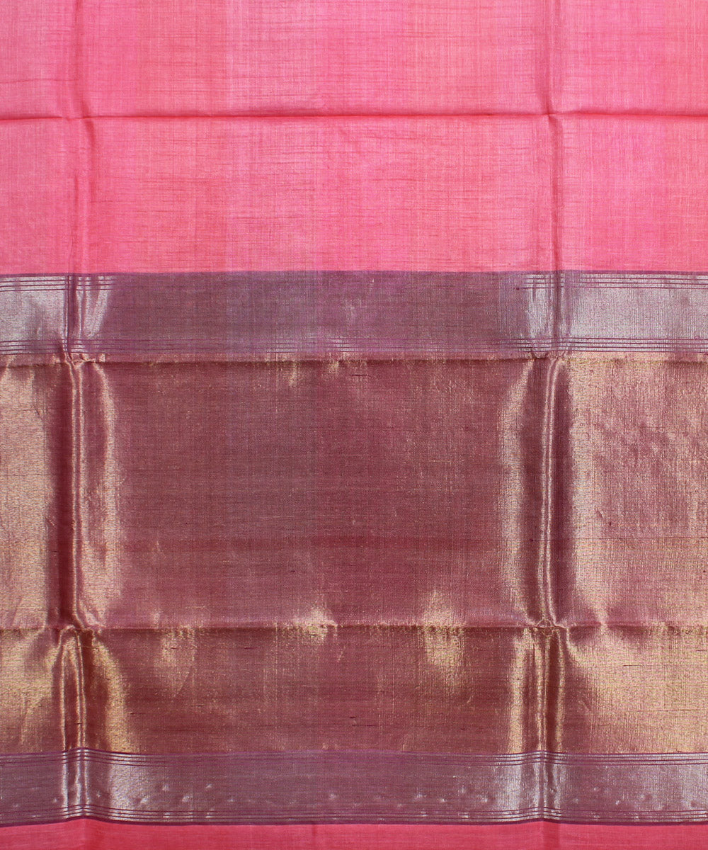 Pink purple handwoven kosa tussar silk saree