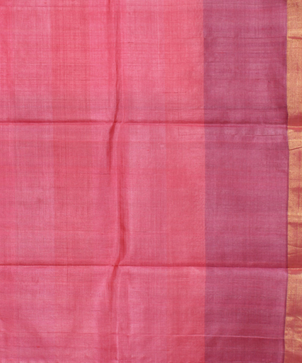 Pink purple handwoven kosa tussar silk saree