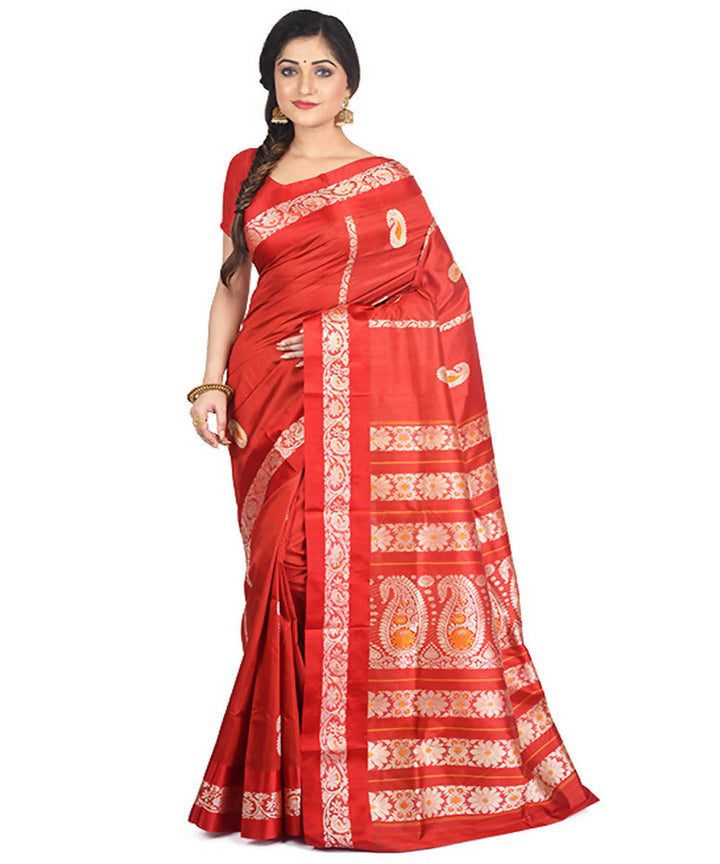 Red handloom garad silk saree
