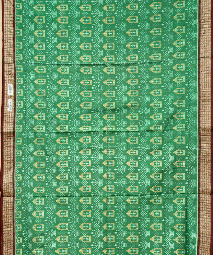 Green ikat silk handloom sambalpuri saree