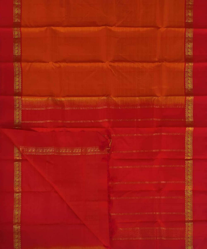 Orange kanjeevaram pure handloom silk saree