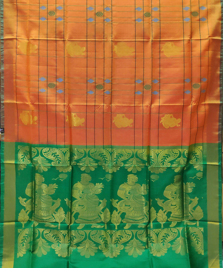 orange green handwoven uppada silk saree