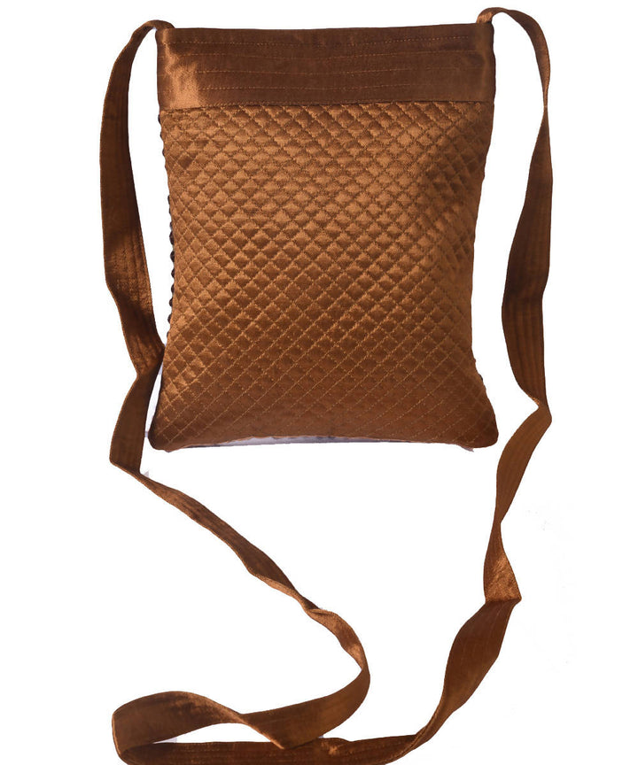 Brown hand embroidery mashroo cross body bag