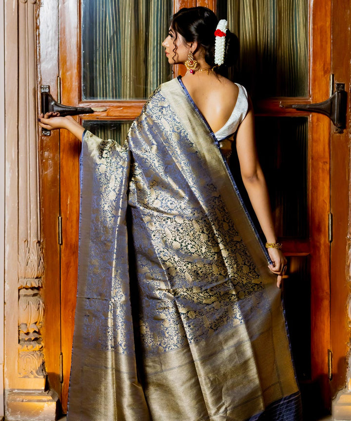 Lavender silk handloom banarasi saree