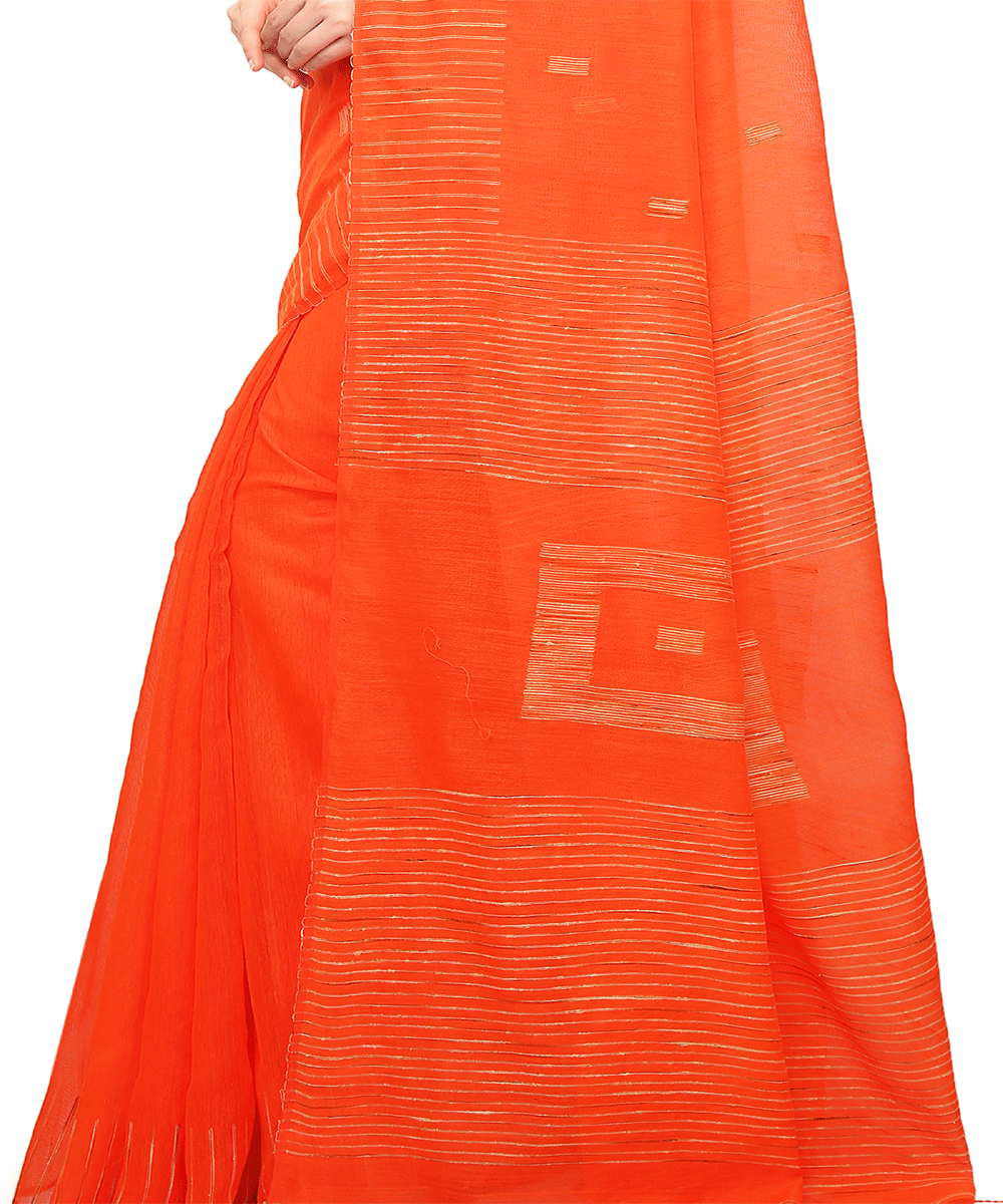 Bengal Orange Handwoven Saree