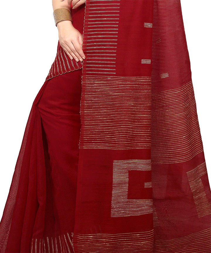 Maroon Bengal Handwoven Saree