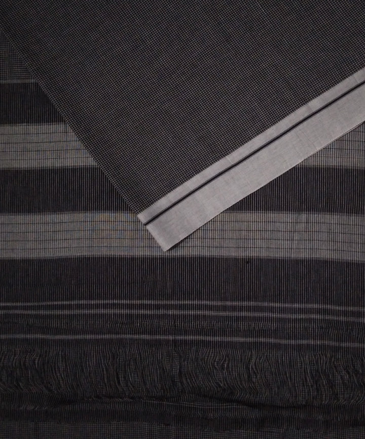 Black checks grey border handwoven cotton patteda anchu saree