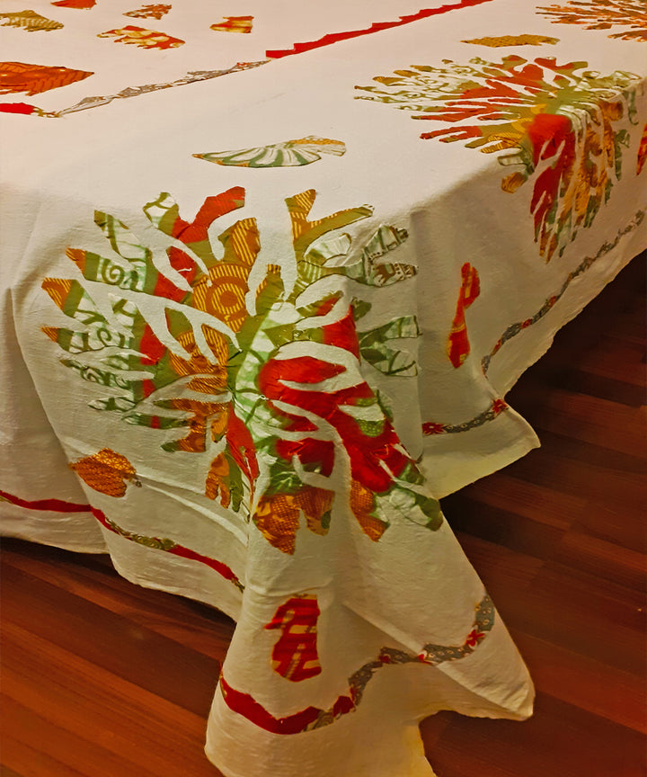 Multi colour handmade applique tree of life cotton double bedcover
