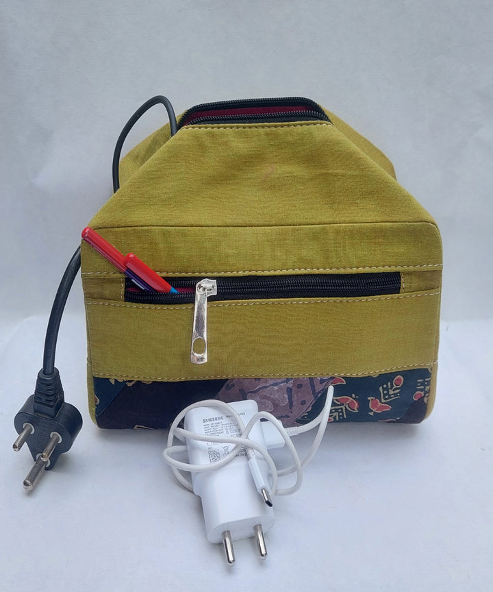 Green handcrafted cotton canvas pouch