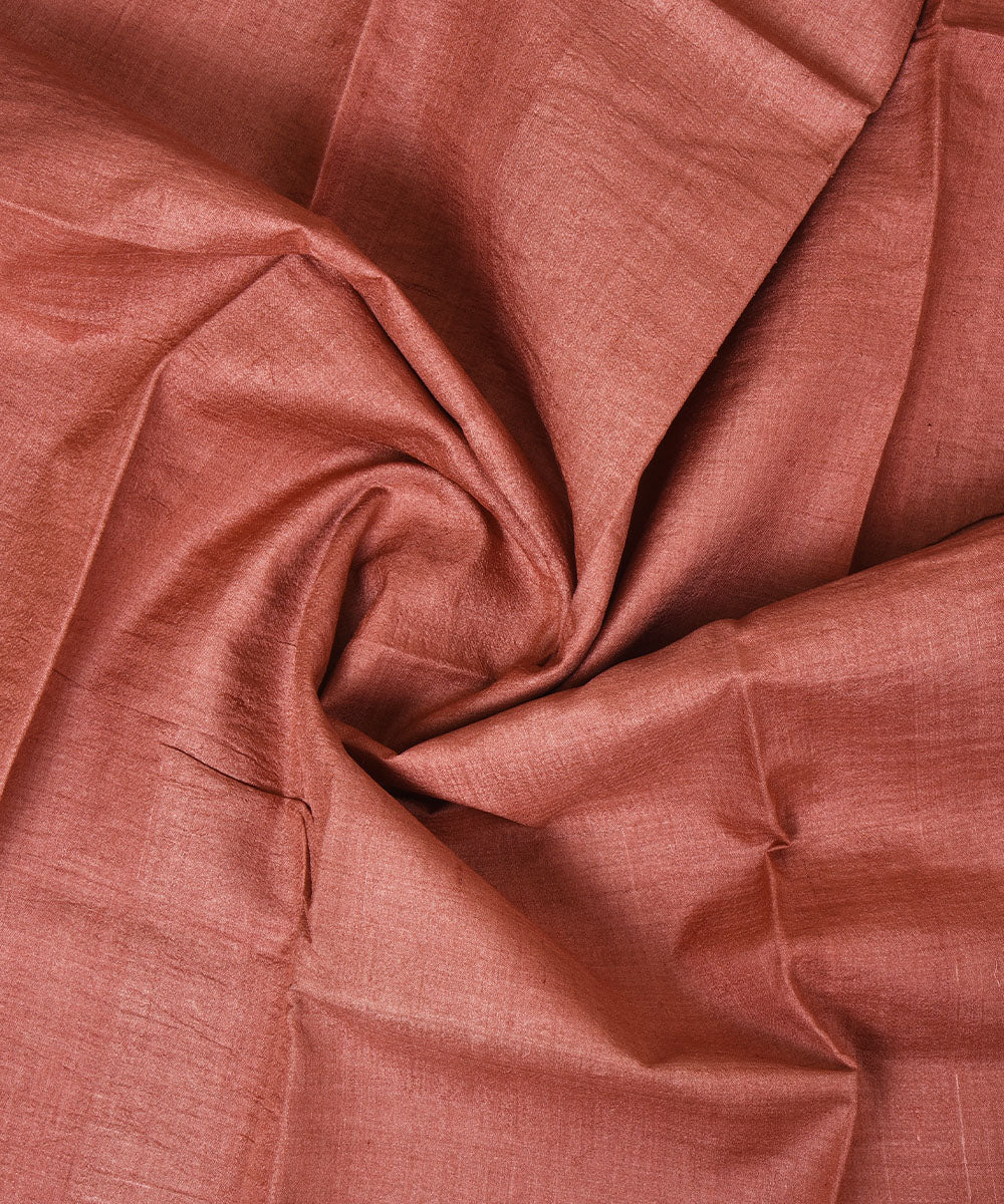 3m Brown hand woven tussar silk kurta material