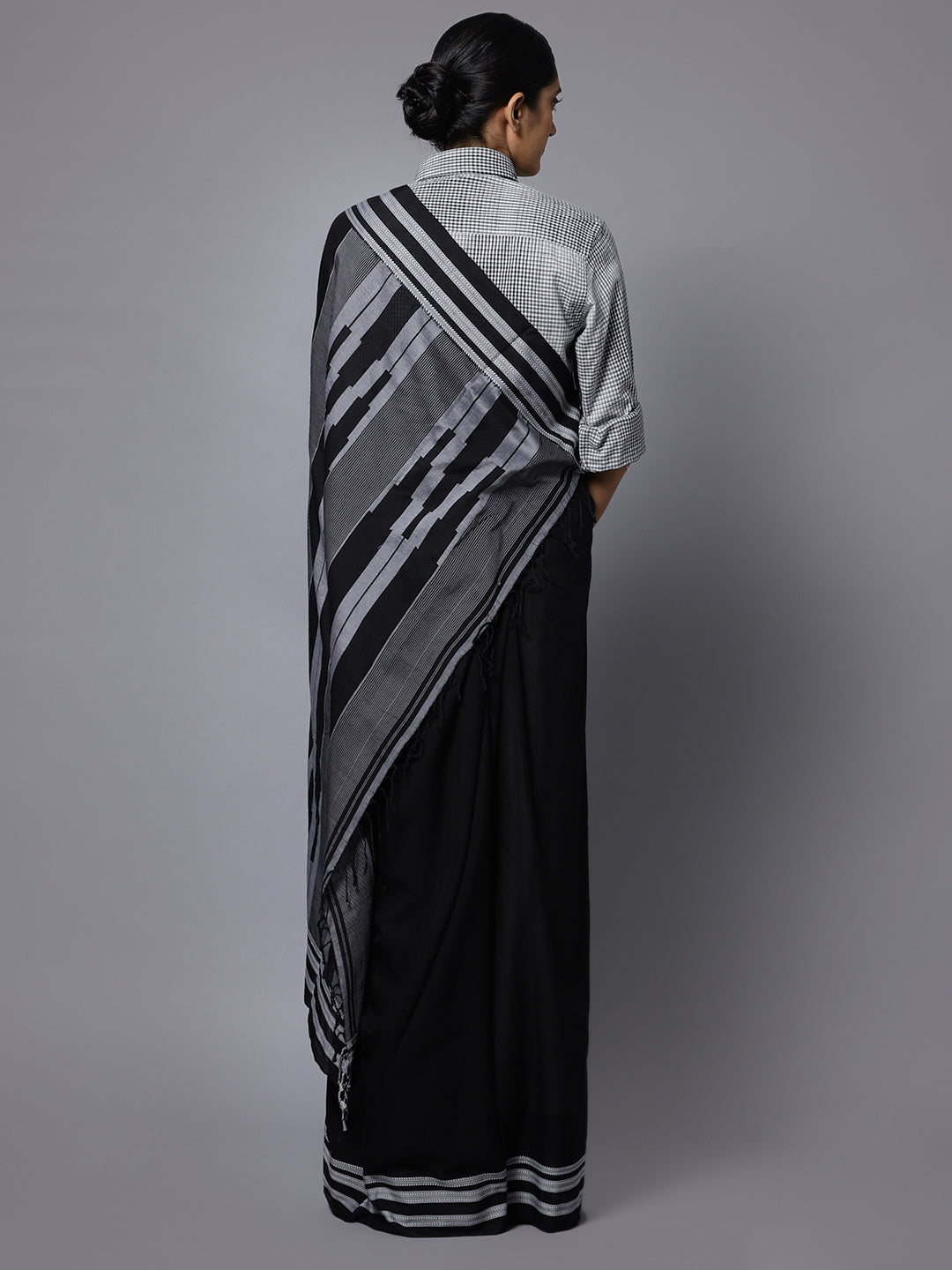 Ilkal black handloom cotton saree