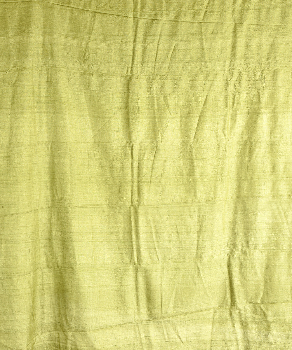 2pc Green beige hand block print tussar silk dress material