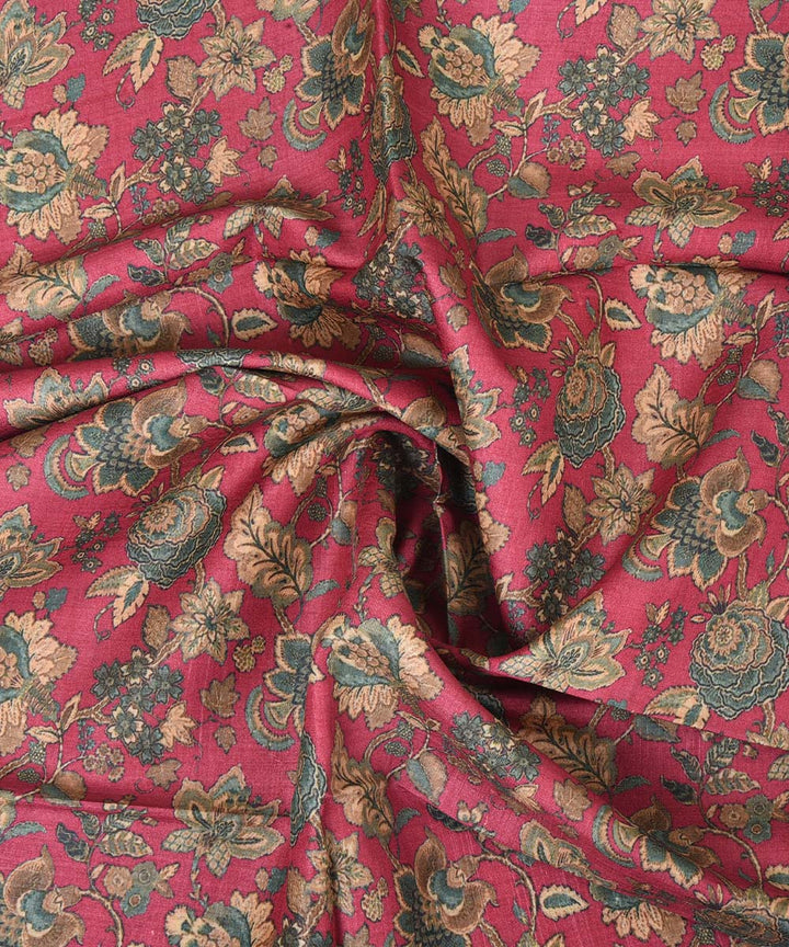 3m Pink handwoven and printed tussar silk kurta material