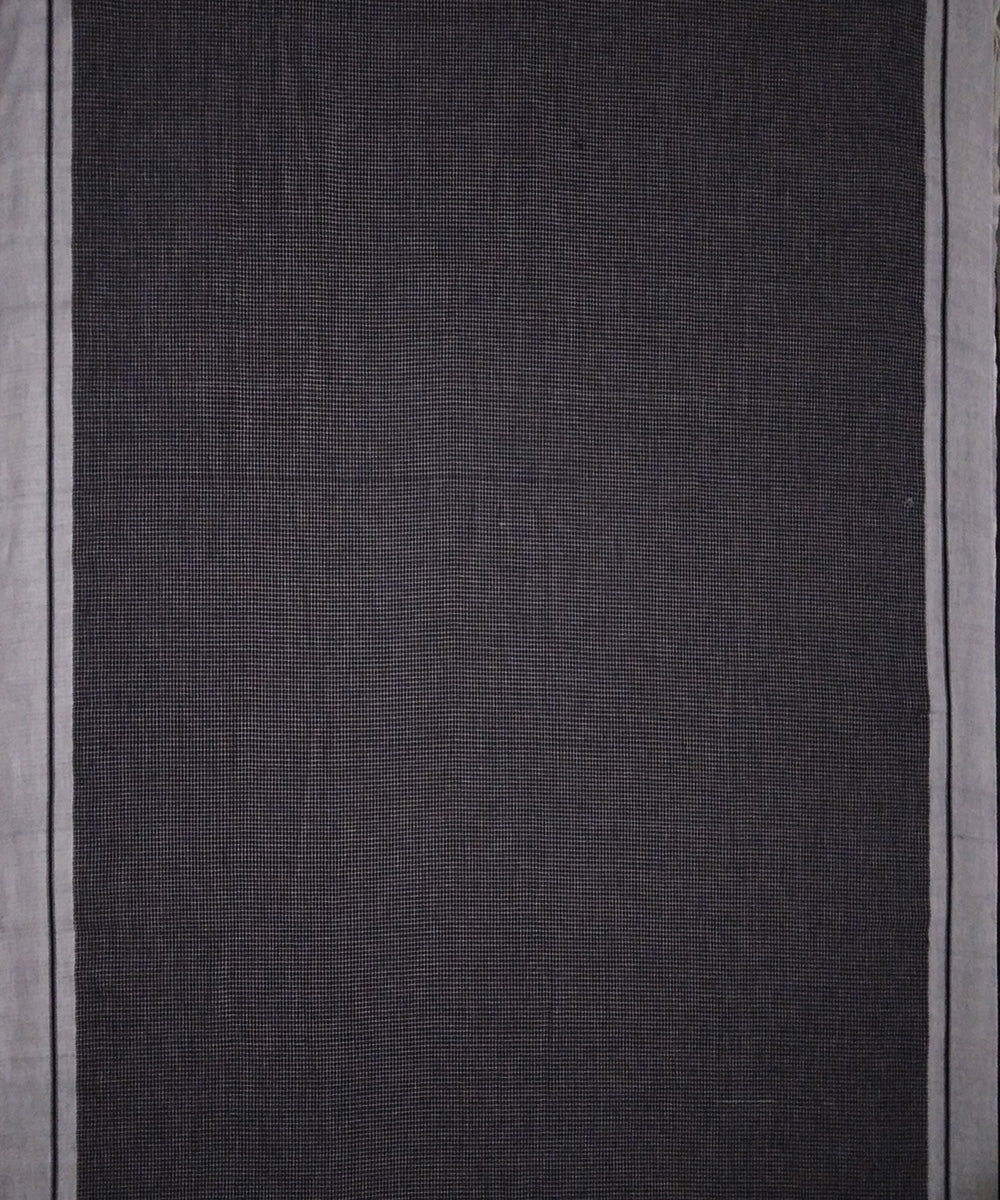 Black checks grey border handwoven cotton patteda anchu saree