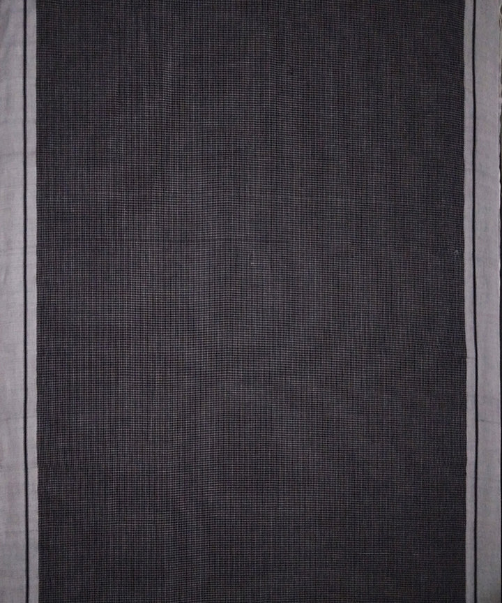 Black checks grey border handwoven cotton patteda anchu saree