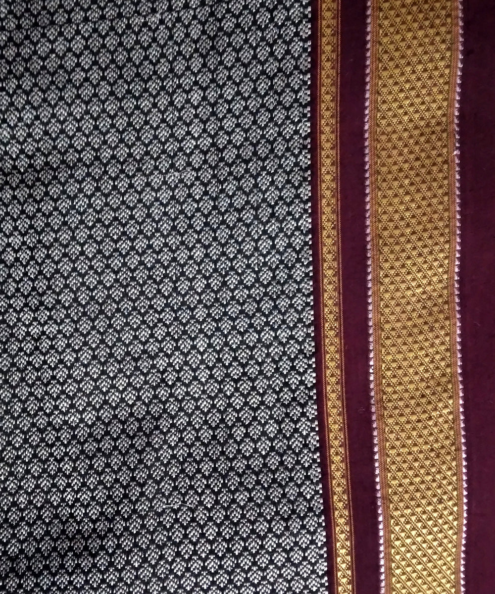 Grey handwoven cotton art silk khun fabric