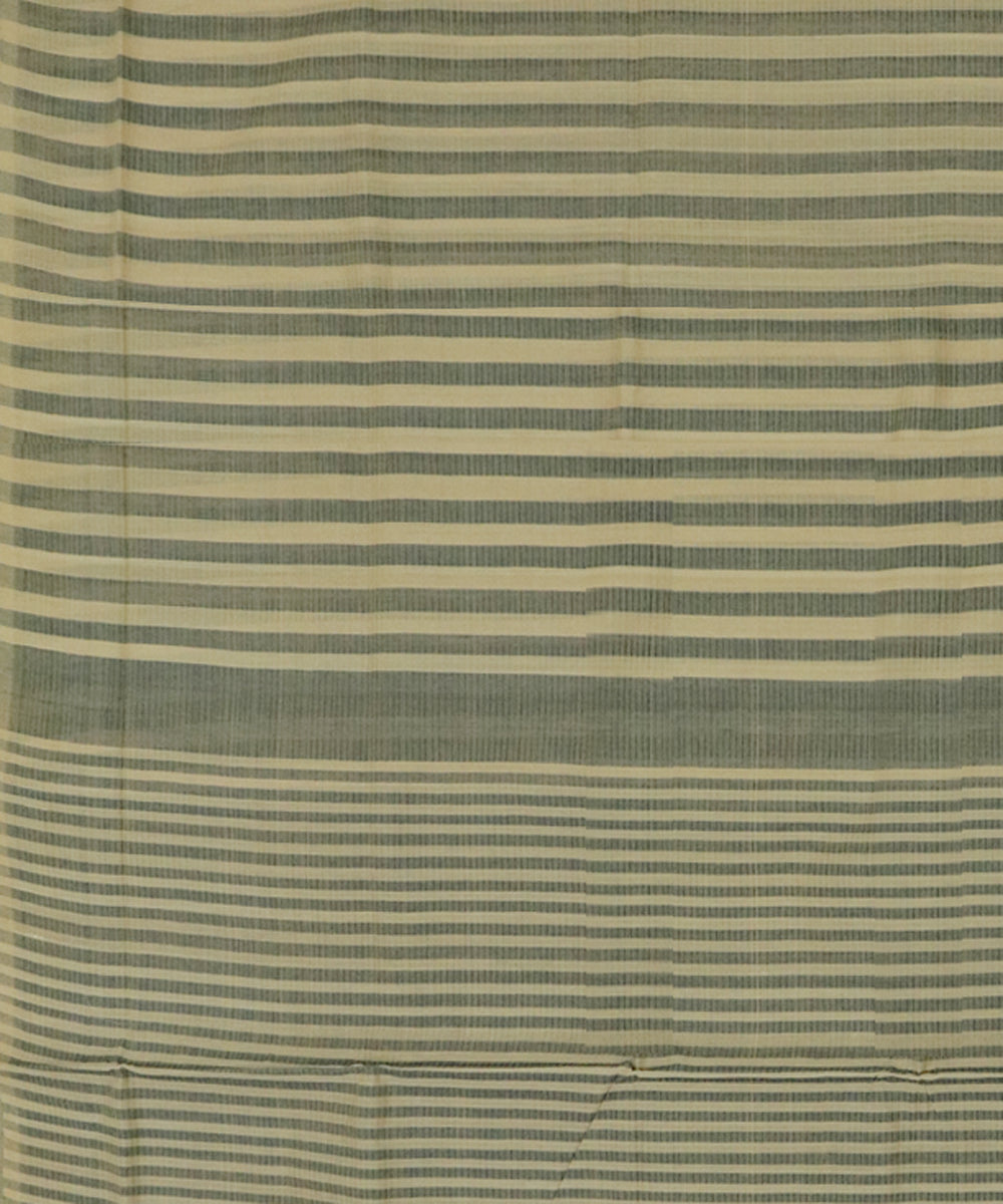Grey cream stripes handwoven cotton rajahmundry saree