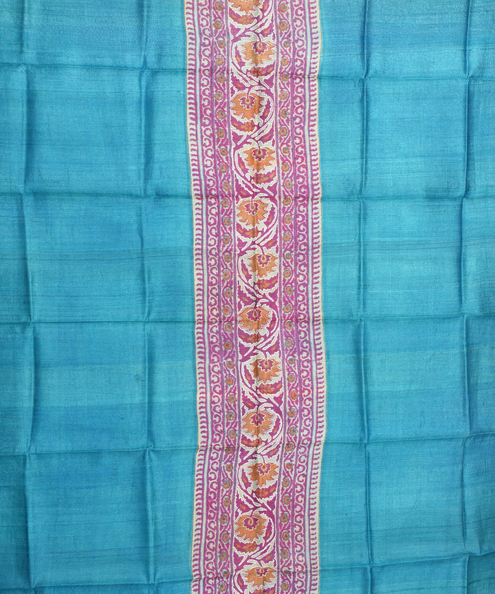 Blue handwoven tussar silk kurta material