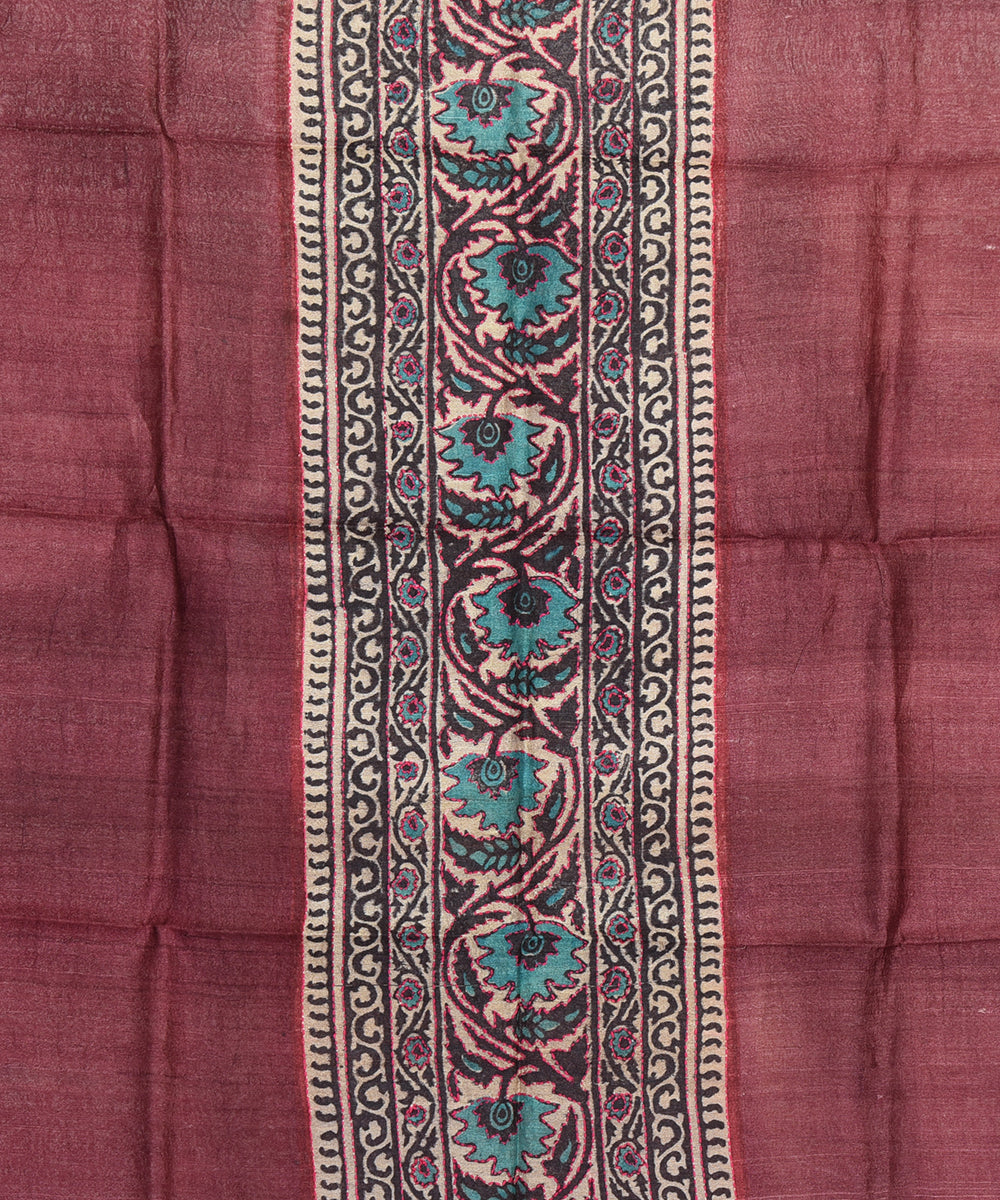 Brown handwoven tussar silk kurta material