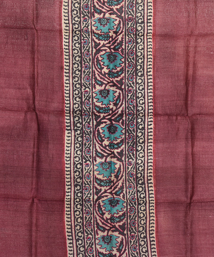 Brown handwoven tussar silk kurta material