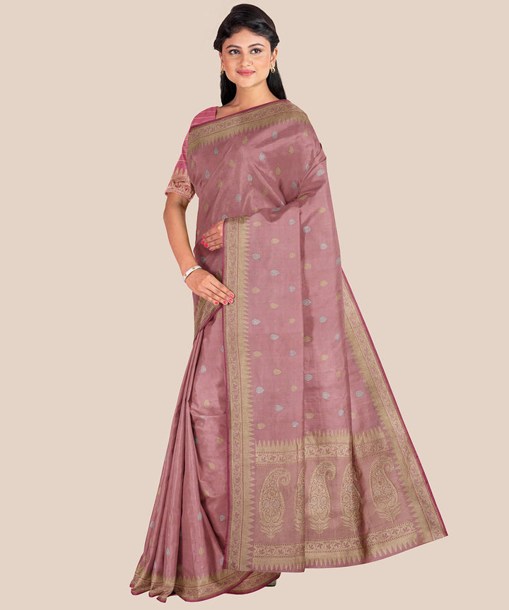 Mauve silk handloom banarasi saree
