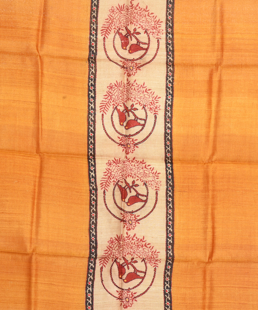 Yellow beige handwoven tussar silk kurta material