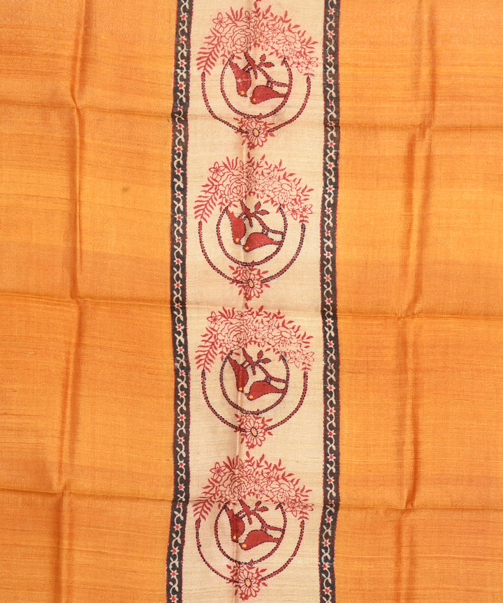 Yellow beige handwoven tussar silk kurta material
