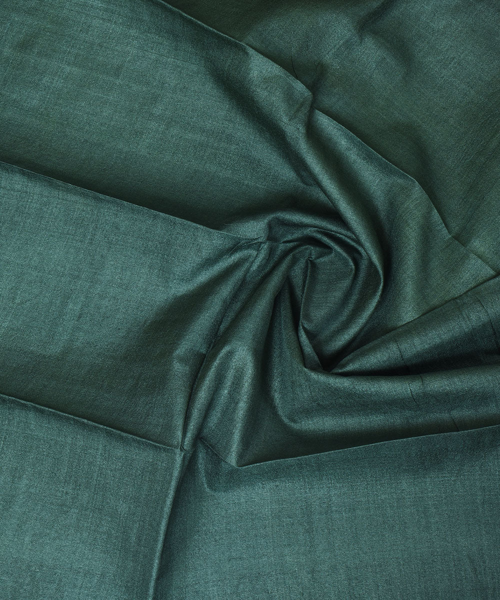 3m Dark green hand woven tussar silk kurta material