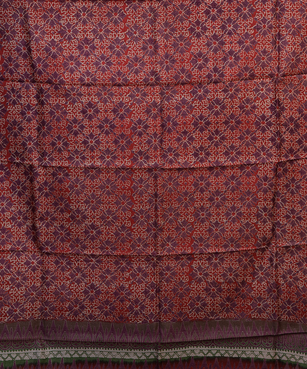 Red brown handwoven tussar silk kurta material