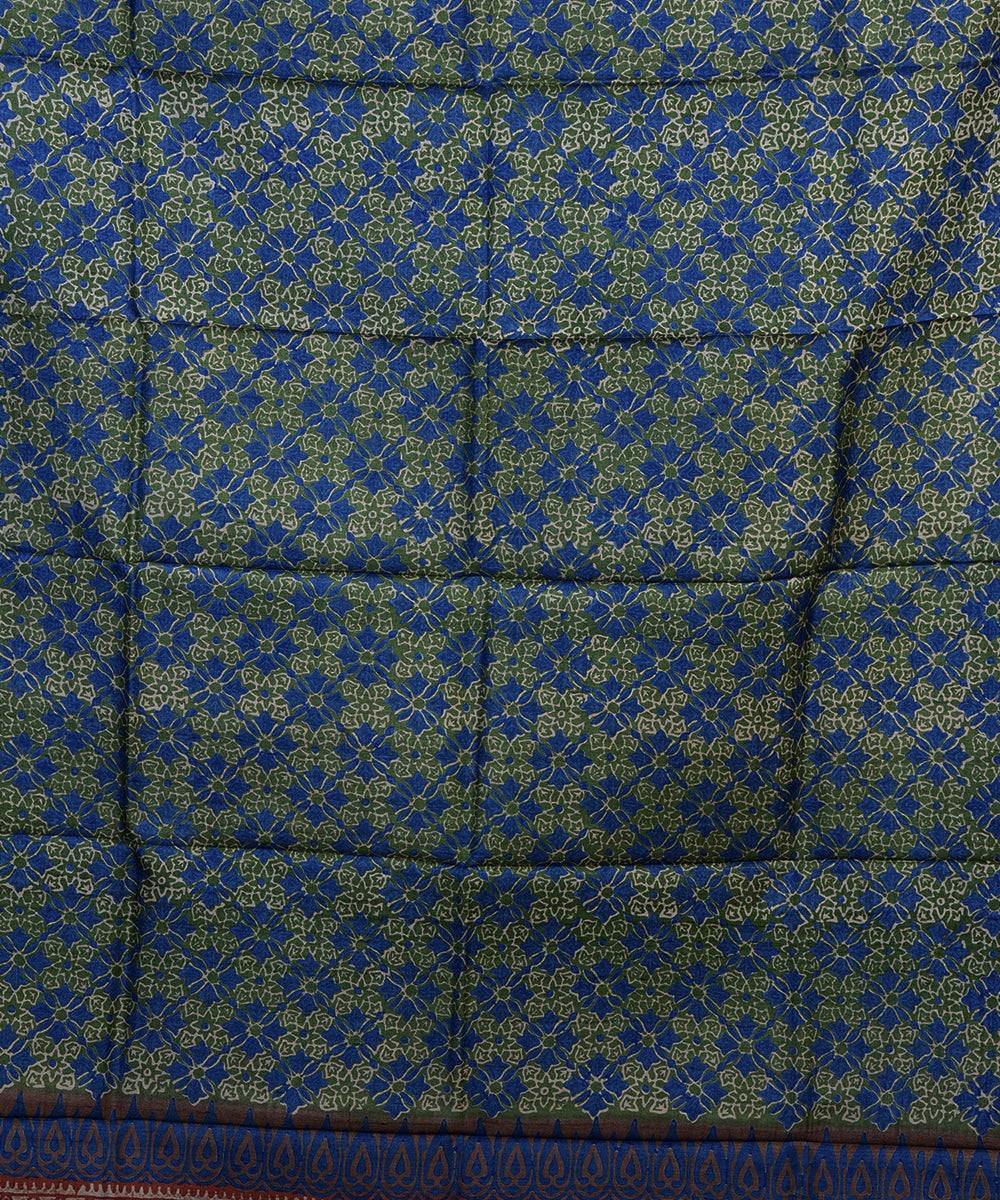 Light green blue handwoven tussar silk kurta material