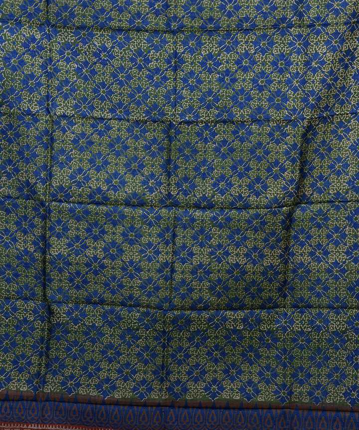 Light green blue handwoven tussar silk kurta material