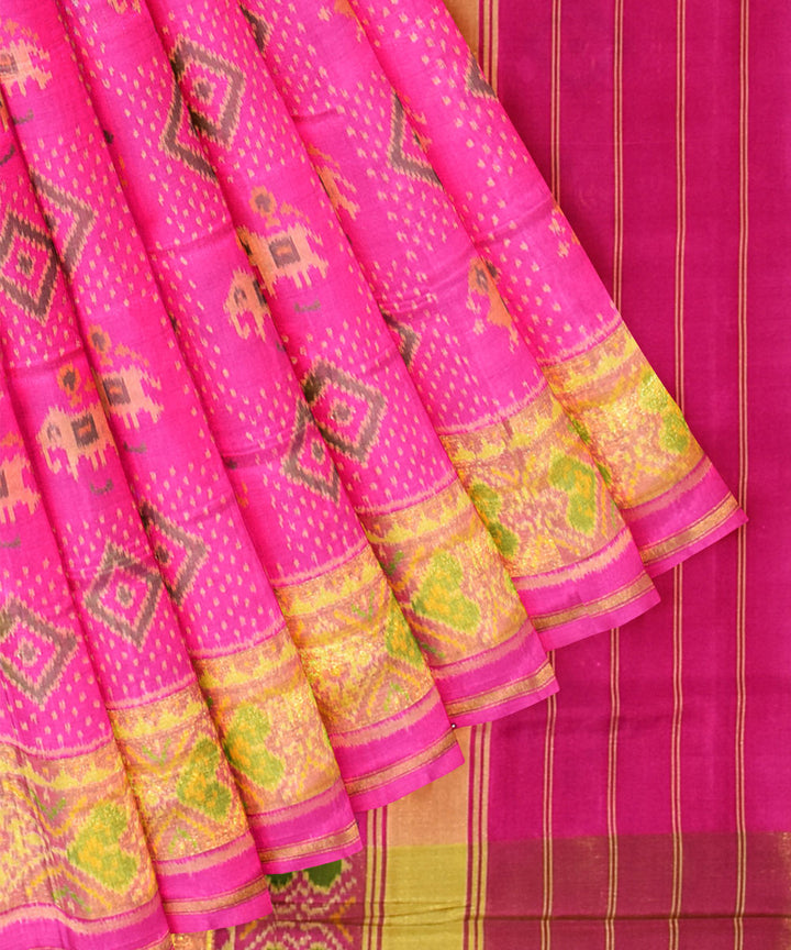 Pink silk handloom patola saree