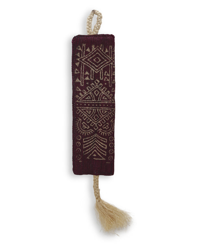 Purple hand printed silk bookmarks