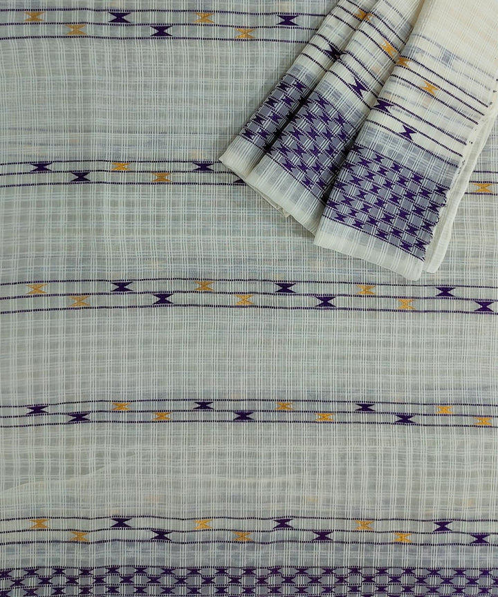 White blue silk handloom assam mekhela chador