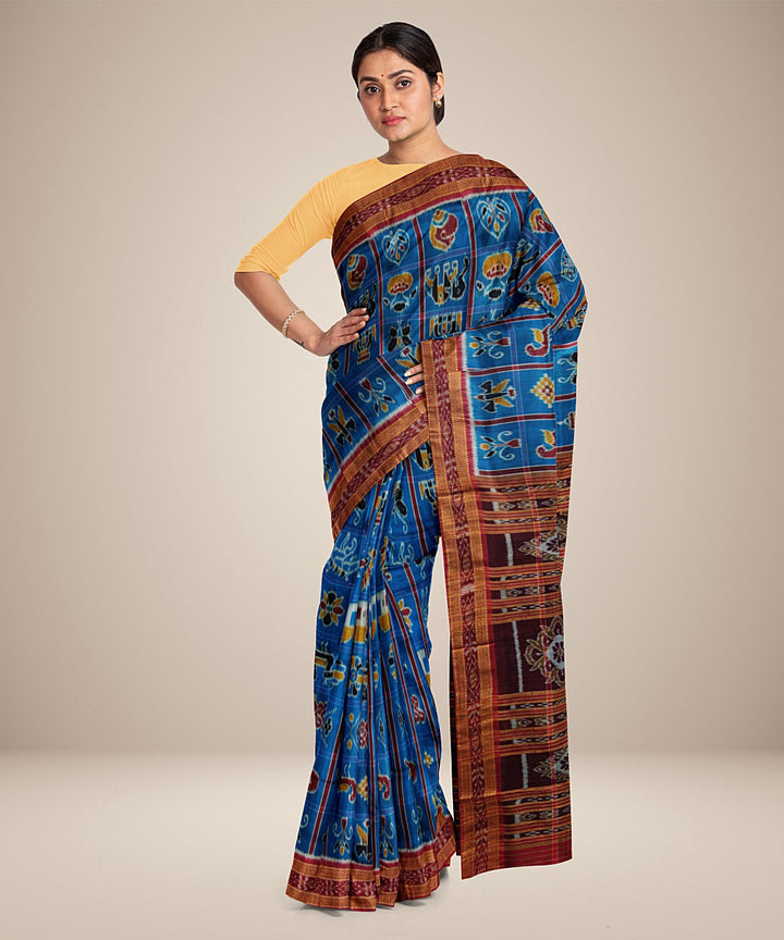 Blue silk handwoven khandua nabakothi saree