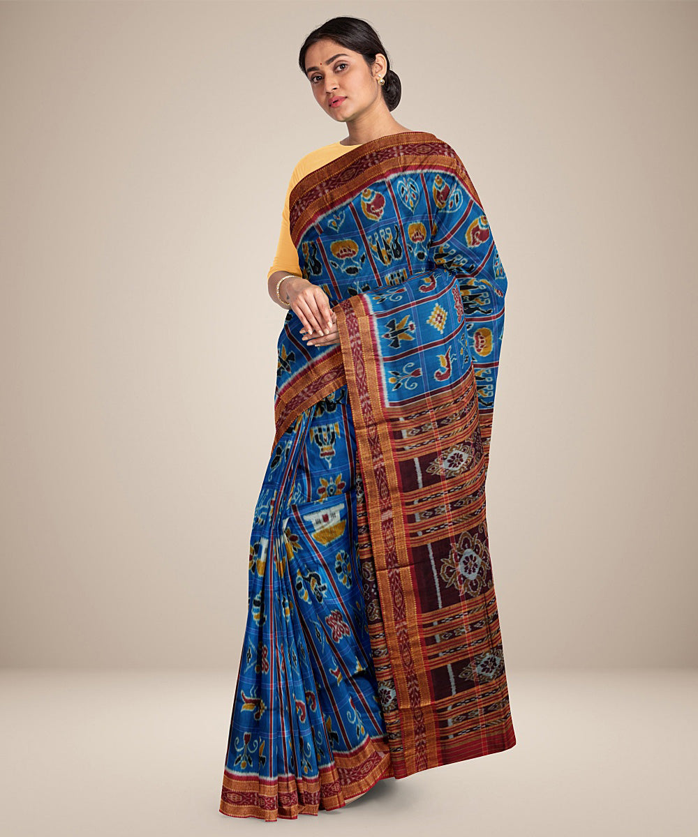 Blue silk handwoven khandua nabakothi saree