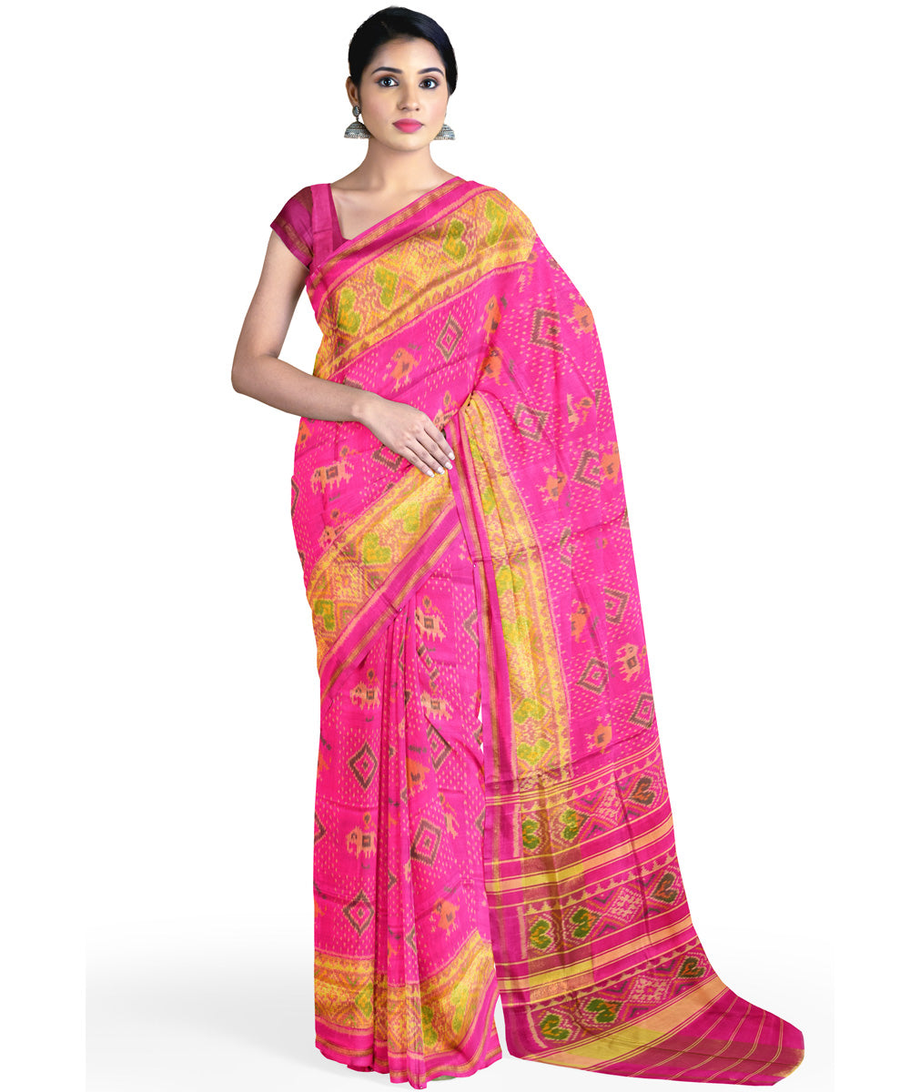 Pink silk handloom patola saree