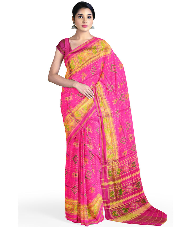 Pink silk handloom patola saree