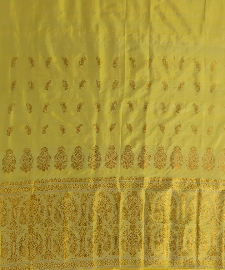 Yellow golden mulberry silk handwoven assam mekhela chador