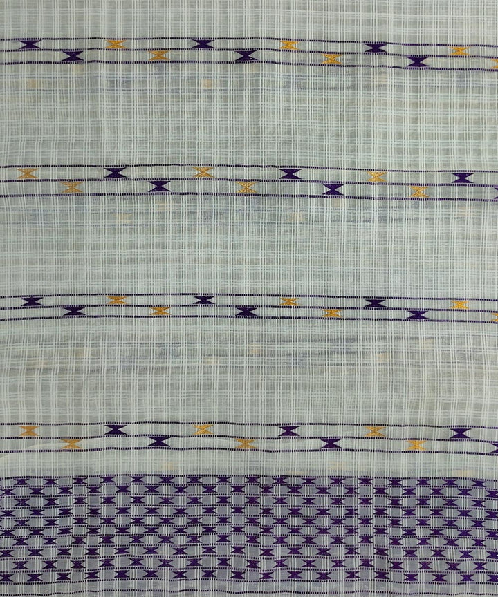 White blue silk handloom assam mekhela chador