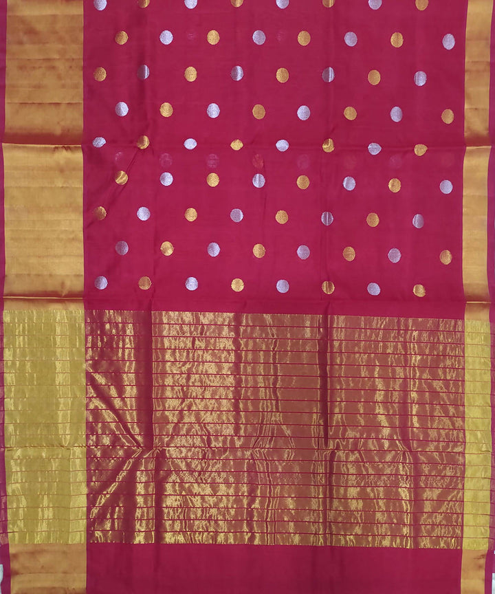 Red handwoven cotton silk venkatagiri saree