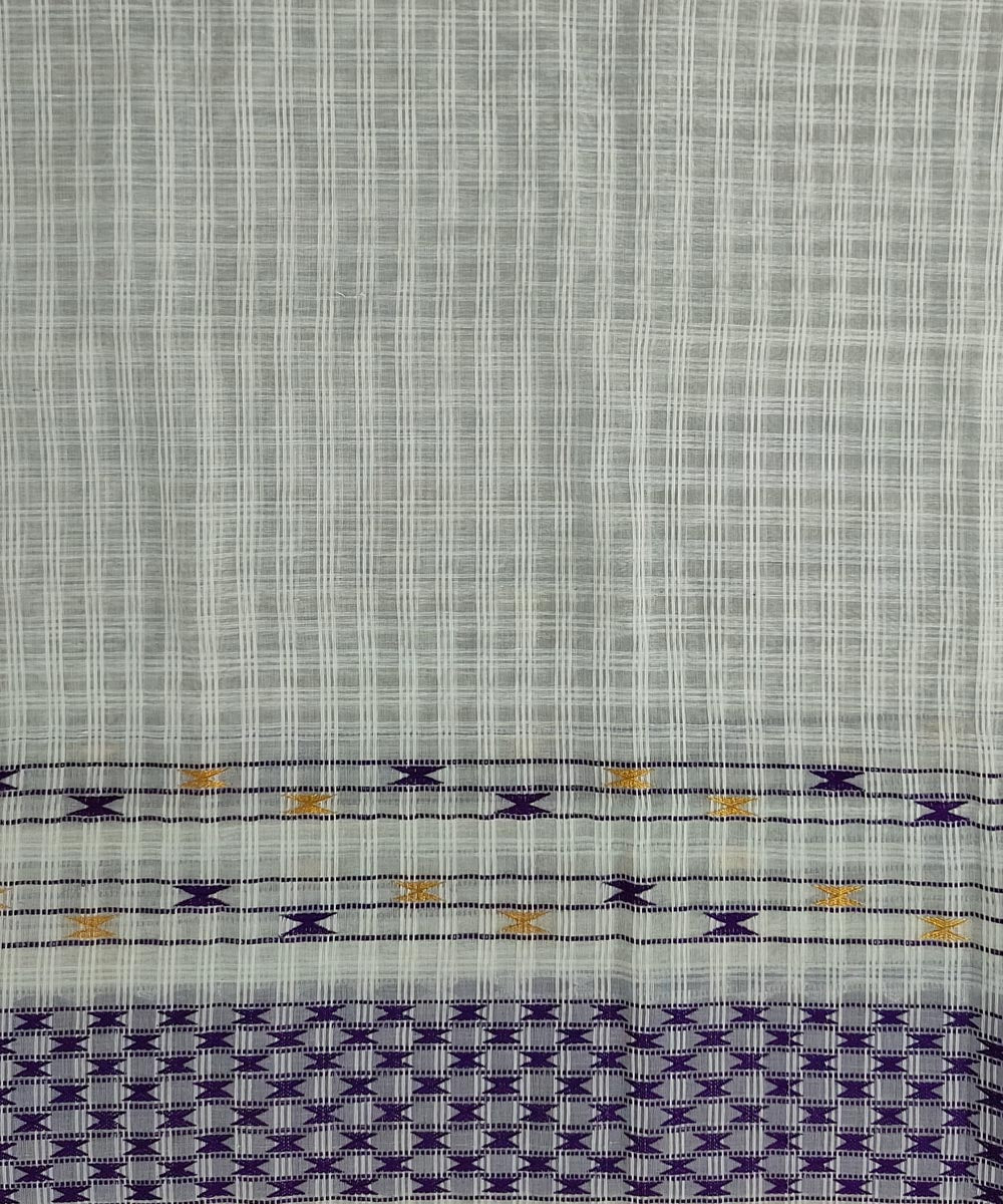 White blue silk handloom assam mekhela chador