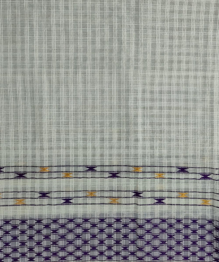White blue silk handloom assam mekhela chador